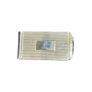 Vintage Engravable Silver Tone Chrome Money Clip Mid Century Cash Holder Wallet